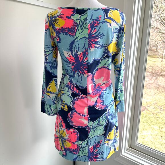 Lilly Pulitzer Marlowe Big Flirt Hibiscus XS Cotton 3/4 Sleeve Dress Resortwear - Picture 6 of 9